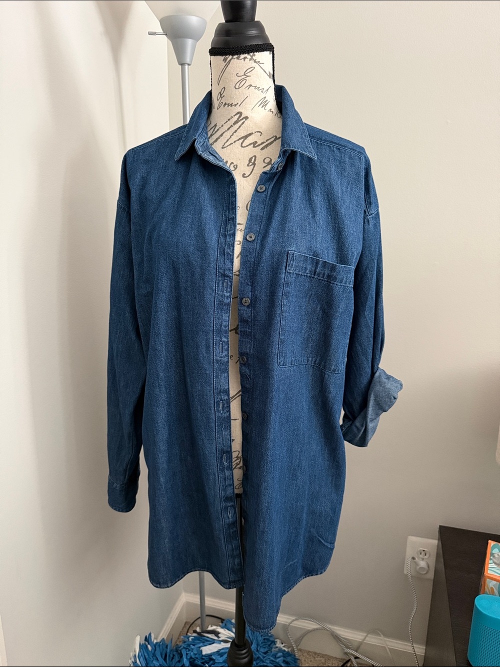 Loft Women’s Dark Blue Denim Button-Up Shirt